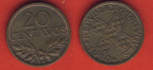  Portugal 20 Centavos 1970   