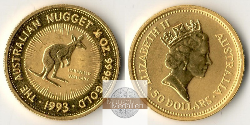 Australien  50 Dollar MM-Frankfurt Feingold: 15,55g Nail-tailed Wallaby 1993 
