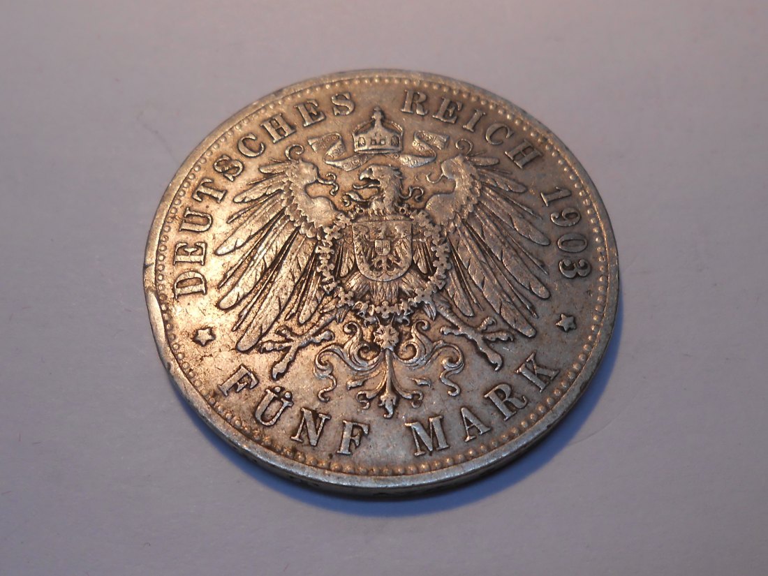  Kaiserreich Silbermünze 5 Mark 1903 D Bayern   