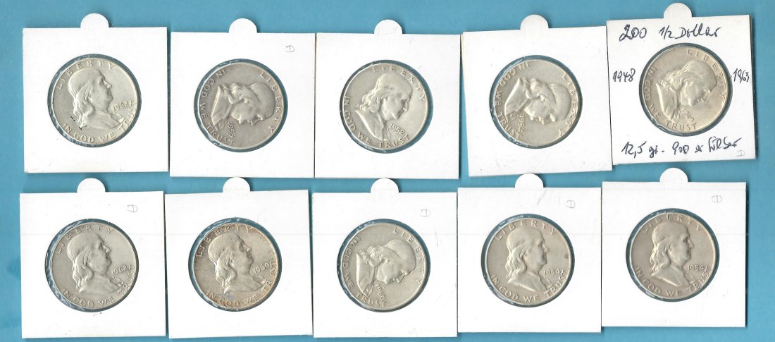  USA 10x 1/2 Dollar Silber Münzenankauf Koblenz Frank Maurer AB 689   