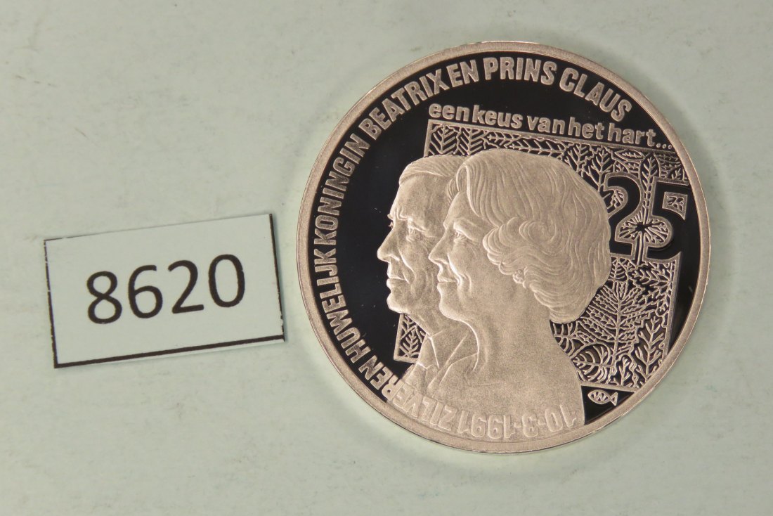  8620 Niederlande 1991 - Beatrix und Claus - 25 g SILBER 0.925   