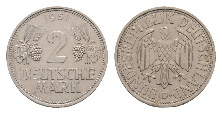  BRD; 2 Deutsche Mark 1951   