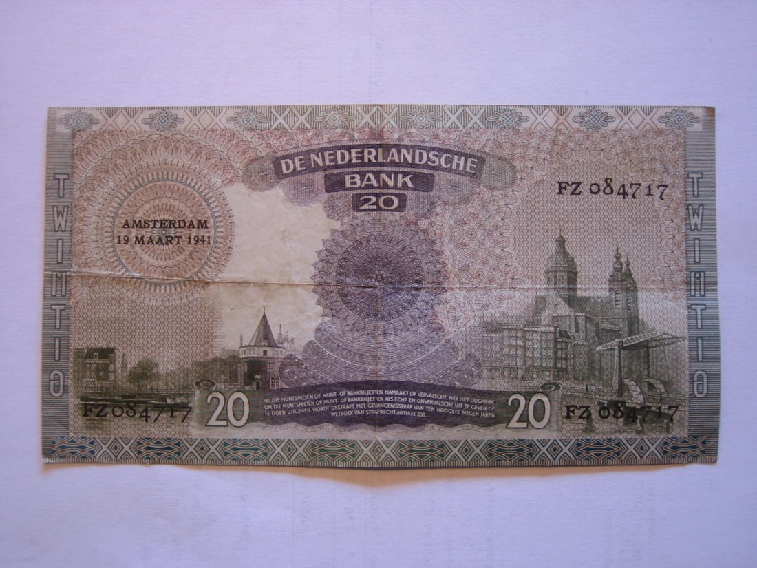  Niederlande Banknote 20 Gulden 1941   