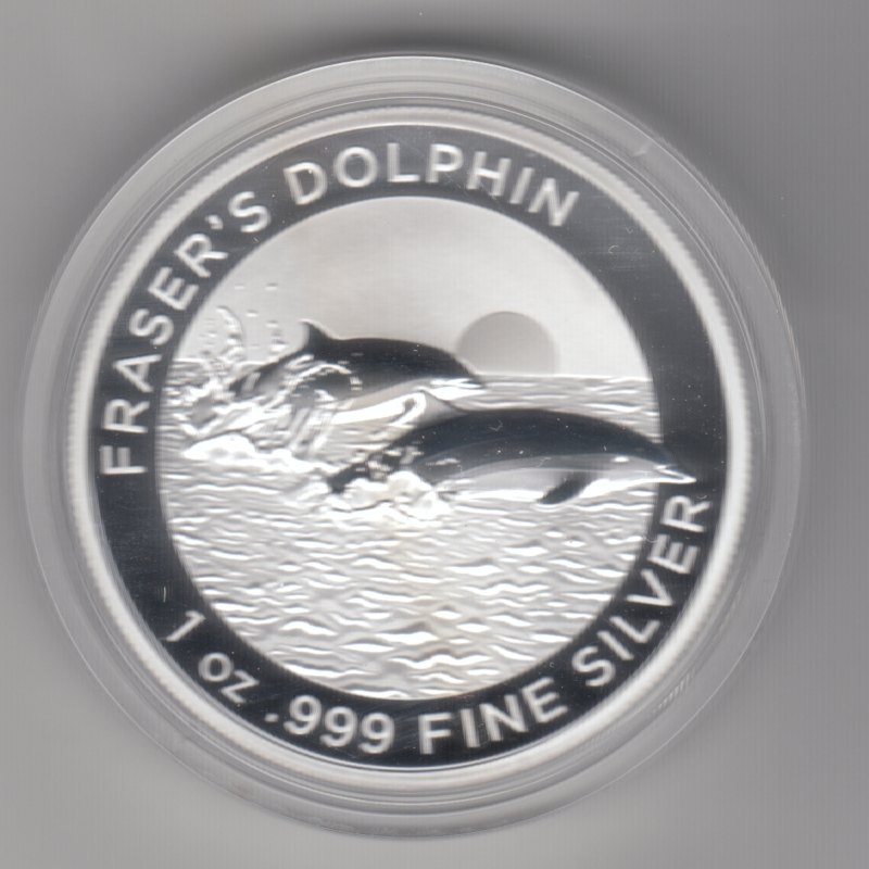  Australien, 1 Dollar 2021, Fraser's Dolphin, Delfin, 1 unze oz 999 Silber   