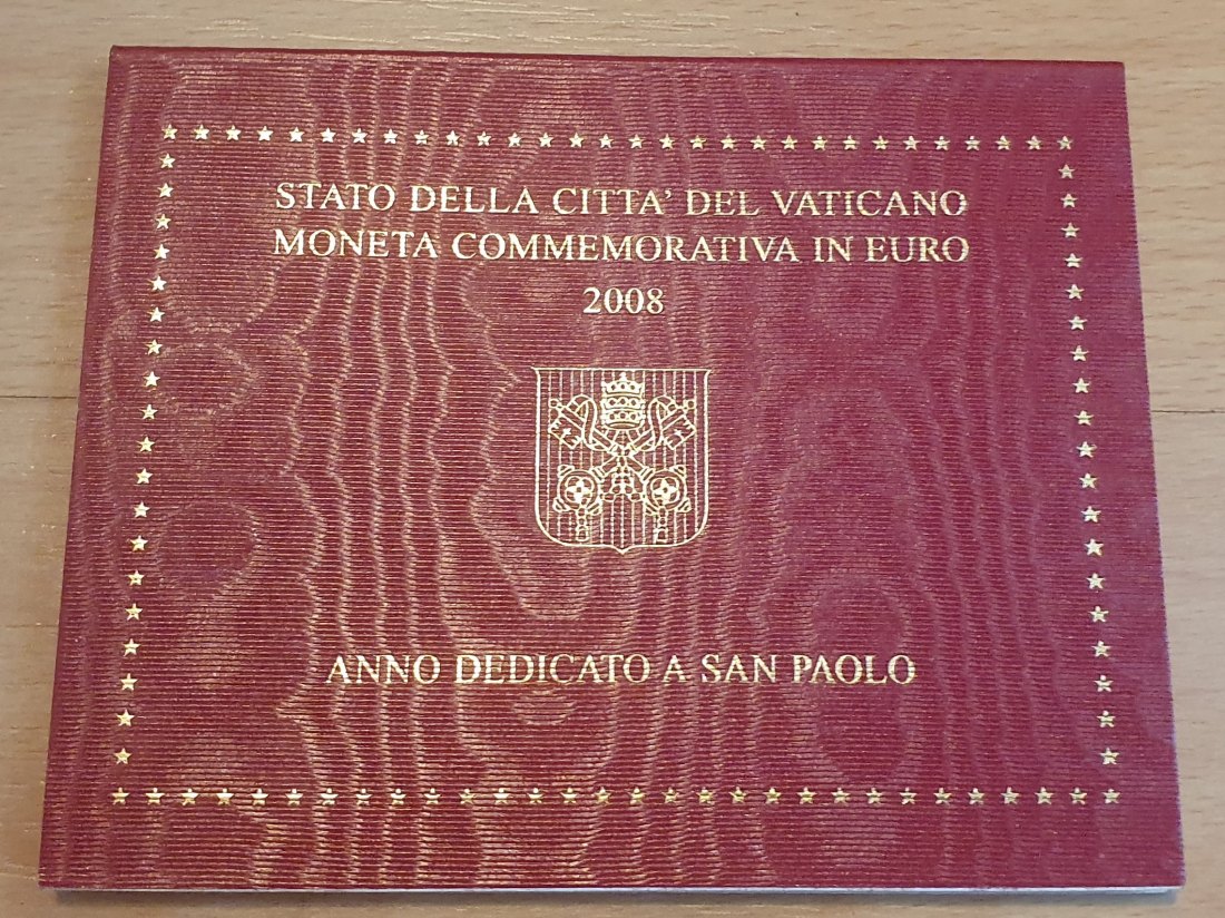  Vatikan 2008, 2 € Gedenkmünze Paulusjahr im weinroten Originalfolder!   