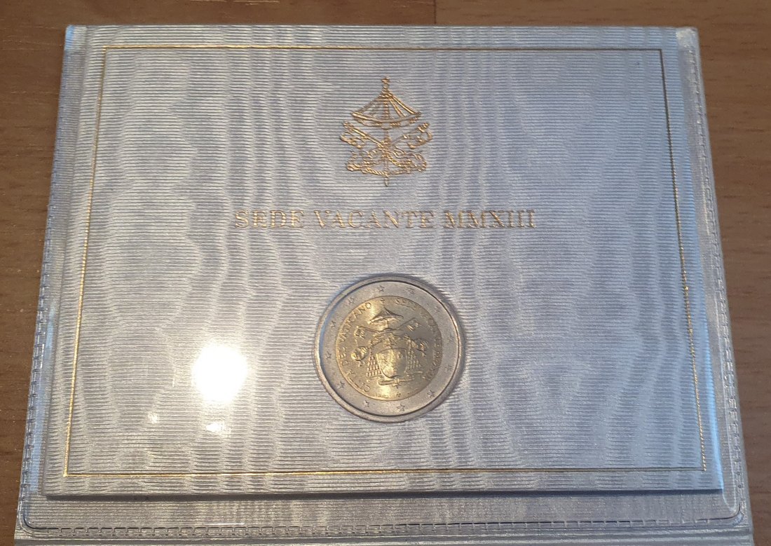  Vatikan 2013, 2 € Gedenkmünze Sede Vacante im weißen Originalfolder!   