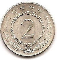  Jugoslawien 2 Dinar 1972 #153   