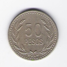  Kolumbien 50 Pesos K-N-Zk 1990 Schön Nr.111   