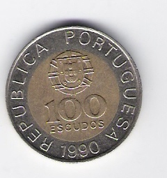  Portugal 100 Escudos 1990 K-N/Al-N-Bro       Schön Nr.96   