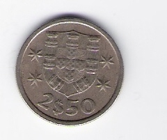  Portugal 2,5 Escudo 1973 K-N    Schön Nr.48   