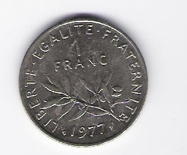  Frankreich 1 Francs 1977 N  Schön Nr.233   