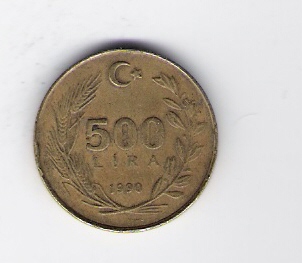  Türkei 500 Lira Me 1990     Schön Nr.235   