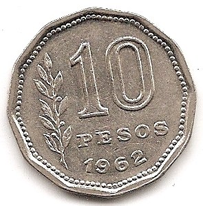  Argentinien 10 Pesos 1962 #39   