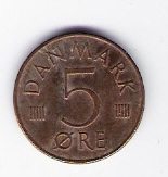  Dänemark 5 Öre 1973 St,K plattiert  Schön Nr.77   