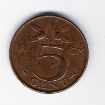  Niederlande 5 Cent 1966 Bro   Schön Nr.65   
