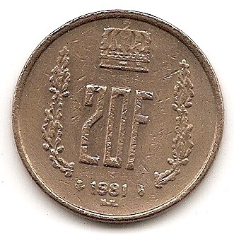  Luxemburg 20 Francs 1981 #130   