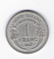 Frankreich 1 Francs Al 1947   Schön Nr.200a   