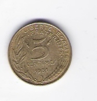  Frankreich 5 Centimes Al-N-Bro 1981   Schön Nr.228   