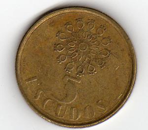 Portugal  5 Escudos 1988 