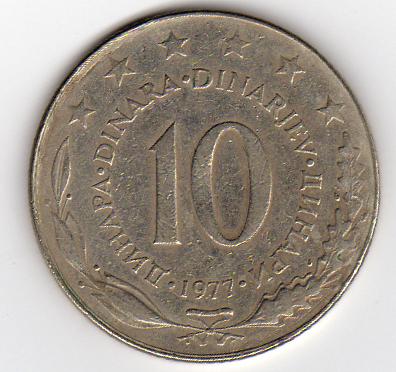 Jugoslawien  10 Dinara 1977 
