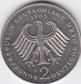  Deutschland 2 DM Heuss 1985 G in fast vz seltener   