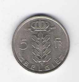  Belgien 5 Franc K-N 1972   Schön Nr.99fl   
