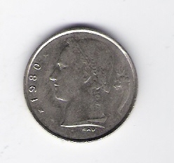  Belgien 1 Franc K-N  1980 Schön Nr.105 fr   