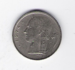  Belgien 1 Franc 1974 K-N  Schön Nr.98fl   