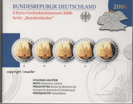 Deutschland ...2 Euro Gedenkmünzenset 2006...PP...Schleswig-Holstein   