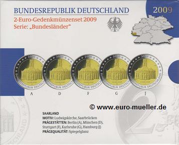 Deutschland ...2 Euro Gedenkmünzenset 2009...PP...Saarland   