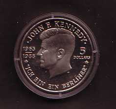 Niue rt;John F Kennedy 5,- Dollar von 1988 Erhaltung PP Polierte Platte Metall Silber 38,61 m