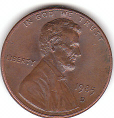 USA (D008)b. 1 Cent 1985 D vorzüglich