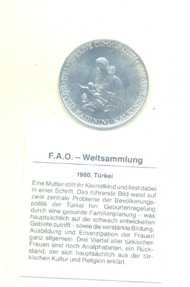  500 Lira Türkei 1980 (FAO)(Silber 9g)   