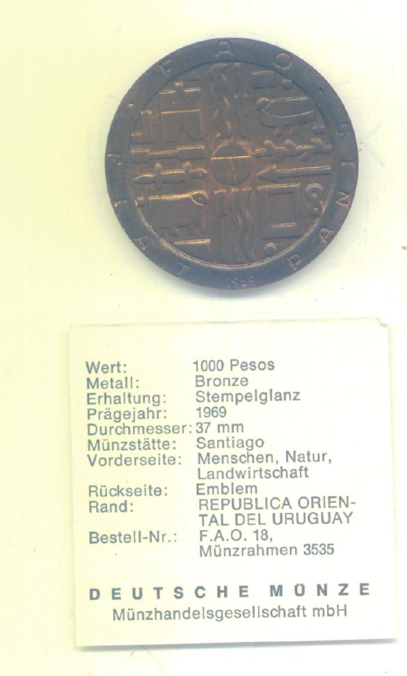  1000 Peso Uruquay 1969(FAO)   