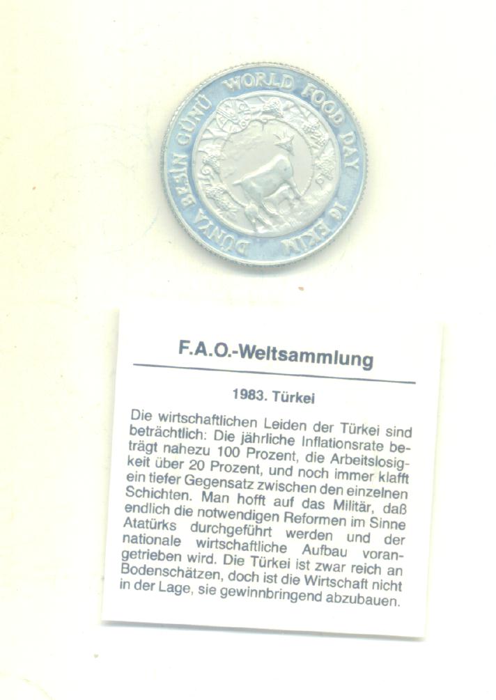 1500 Lira Türkei 1983(FAO)(Silber 16 g)   