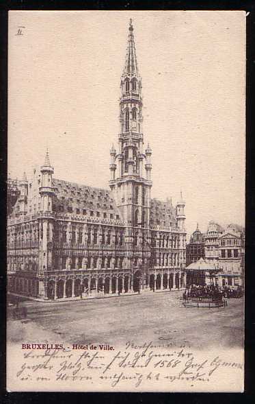 Belgien schwarz wei&szlig;e Ansichtskarte Br&uuml;ssel Hotel de Ville nicht gelaufen ca 1900