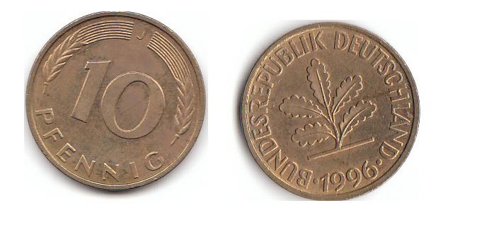  10 Pfennig 1996 J  (A775)  b.   