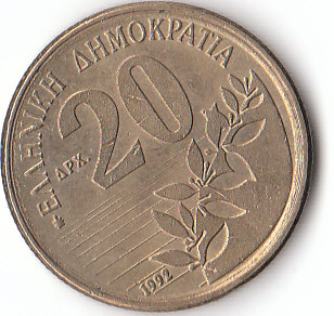  2o Drachmes Griechenland 1992 (A486)b.   