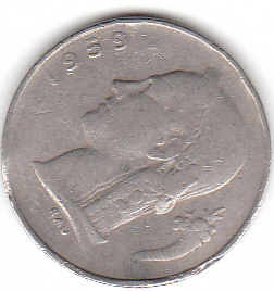 1 Francs Belgique 1959 (A 176 )b.   