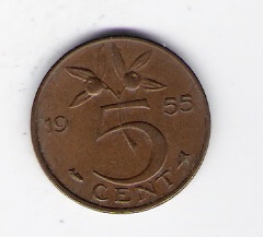 Niederlande  5 Cent Bro Schön Nr.65 1955 siehe Bild