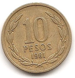  Chile 10 Pesos 1981 #308   