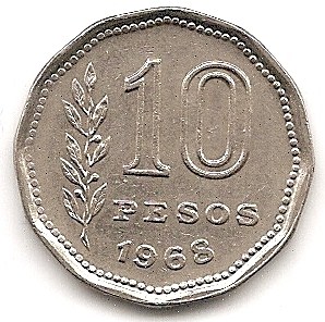  Argentinien 10 Pesos 1968 #310   
