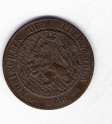  Niederlande 2 1/2 Cent Bro 1880 Schön Nr.52 19.Jahrh.   