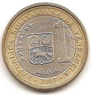  Venezuela 1 Bolivar 2007 #343   