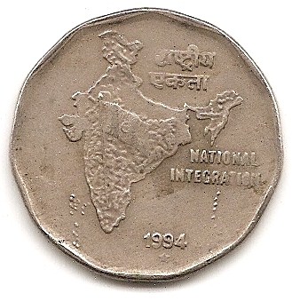  Indien 2 Rupee 1994 #326   