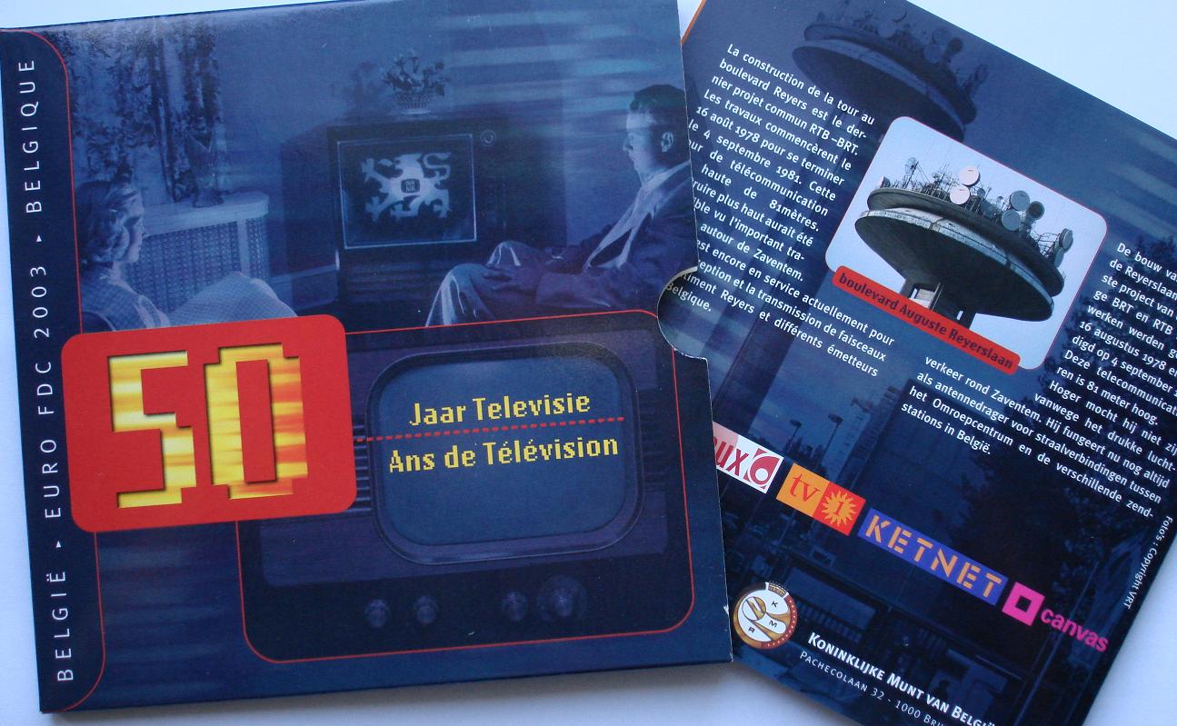  Original KMS Belgien 2003 FDC <i>50 Jahre Television</i> **Auflage Nur 100.000 Ex.**   