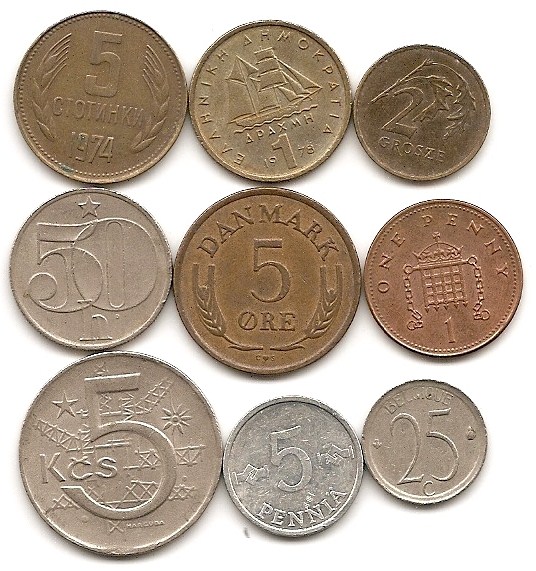  9 Münzen aus Europa s.Scam #369   