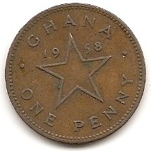  Ghana 1 Penny 1958 #383   
