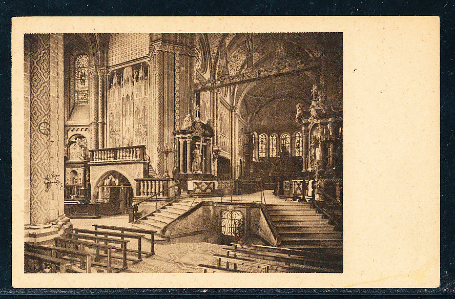 DR braun wei&szlig;e Ansichtskarte Bonn M&uuml;nsterkirche Blick ins Chor und linkes Querschiff nicht gel 1910