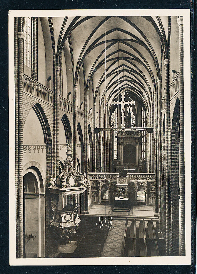 DR schwarz wei&szlig;e Foto-Ansichtskarte Havelberg Dom Mittelschiff Blick zum Chor nicht gelaufen 1930